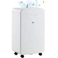 HOMCOM 2000mL Portable Dehumidifier with Air Purifier, 24H Timer, 5 Modes, 10L/Day, for Home Laundry, White(m-1)