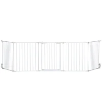 PawHut 5 Panels Pet Playpen Metal Fence w/ Walk Through Door - White(m-11)