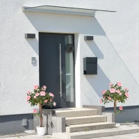 Outsunny Set of 2 Artificial Plants Pink Rose Floral in Pot, Fake Plants for Home Indoor Outdoor Decor, 90cm(m-10)