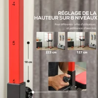 SPORTNOW Barre de tractions chaise romaine pliable pour l'entraînement à la maison 99L x 79l x 127-223H cm acier noir et rouge(m-6)