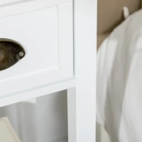 HOMCOM Mesa Auxiliar Mesita de Noche con Cajón y Estante de Almacenamiento Estilo Moderno para Salón Dormitorio 30x30x75 cm Blanco(m-8)