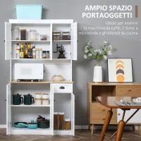 HOMCOM Mobile Dispensa Cucina in Legno con Armadietti e Cassetto Stile Country, 101x39x180cm, Bianco(m-4)