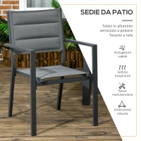Outsunny Set da Giardino con Tavolo Allungabile in Vetro e 6 Sedie con Seduta Traspirante, Grigio Scuro(m-6)