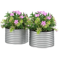 Outsunny Lot de 2 jardinières surélevées kit de jardinière ronde surélevée fonds ouverts acier galvanisé 90 x 90 x 56 cm argent(m-1)