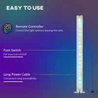 HOMCOM RGB Floor Lamp, Dimmable Corner Lamp with Remote Control & 16 Colours Effects, LED Modern Mood Lighting for Living Room Bedroom Gaming Room, Max Power 5W(m-6)