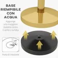 HOMCOM Colonnine Segnapercorso in Acciaio Inox Oro con Corda Vellutata Rossa di 1.5 m e Base Riempibile,, Ø32x96 cm(m-6)