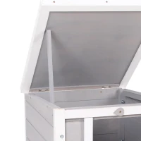 PawHut Conejera de Madera Exterior Jaula Caseta para Roedores Mascotas Pequeñas con Techo Asfáltico Se Puede Abrir y Rampa Antideslizante 42x51x43 cm Gris(m-8)