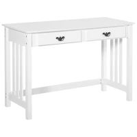 HOMCOM Bureau secrétaire Style néo-rétro dim. 116L x 47l x 93H cm 4 tiroirs poignées baroques + 3 niches MDF Blanc(m-10)