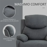 HOMCOM Poltrona Relax Manuale Ergonomica in Tessuto, Poltrona Reclinabile a 150° e Poggiapiedi per Casa e Ufficio, 93x88x102cm, Grigio Scuro(m-6)