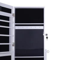 HOMCOM Armoire à Bijoux Armoire de Rangement sur Pied avec Miroir et Serrure Éclarage LED MDF 40 x 37 x 146 cm Blanc(m-6)