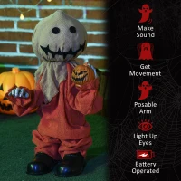 HOMCOM 77cm Halloween Scarecrow Decoration, Outdoor Activated Prop with Light Up Eyes, Sound Activated(m-7)