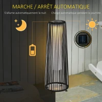Outsunny Lampadaire LED de jardin style colonial dim. Ø 21,5 x 61H cm résine tressée filaire noir(m-4)