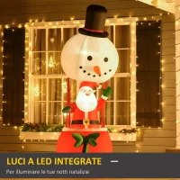 HOMCOM Babbo Natale Gonfiabile su Mongolfiera, Decorazione Natalizia da Esterno con Luci LED - Multicolore(m-4)