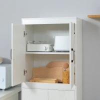 HOMCOM Alacena de Cocina Mueble Auxiliar con 4 Puertas y 5 Estantes Abiertos 60x36x168 cm Blanco(m-9)