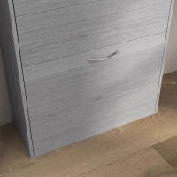 HOMCOM 12-Shoe Flip Drawer Storage Cabinet - Grey Wood-Effect(m-9)