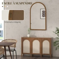 HOMCOM Miroir mural arche, 110 x 65 cm Cadre en bois, Miroir arqué pour le salon, la chambre, l'entrée, brun foncé(m-4)
