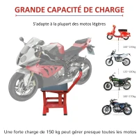HOMCOM Lève moto béquille d'atelier stand moto tout-terrain moto cross supermotard hauteur réglable rouge et noir(m-4)