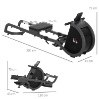 HOMCOM Folding Rowing Machine with 16-Level Adjustable Magnetic Resistance, Aluminium Side Rail, Digital Monitor, Cardio Workout Rower, 130kg Weight Capacity for Home, Gym, Office(m-3)