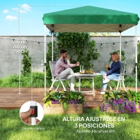 Outsunny Carpa Plegable Pop-up 2,5x2,5 m con 4 Paredes Laterales Anti-UV Altura Ajustable y Bolsa de Transporte Verde Oscuro(m-5)