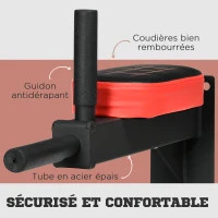 HOMCOM 2 barres de traction à dips et abdominaux rembourrée fixation murale charge maximale 100 kg 53 x 13 x 18 cm noir rouge(m-6)