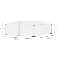 Outsunny Aluminium Cold Frame Greenhouse, Polycarbonate Grow House with Independent Opening Tops for Flower, Vegetable, Plants, 120 x 100 x 41cm, Silver(m-3)