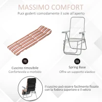 Outsunny Sedia Sdraio per Esteri Set 2 Pezzi, Reclinabile 5 Posizioni con Cuscino, 60x75x102cm Grigio Arancione(m-5)