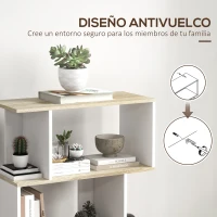 HOMCOM Estantería Estilo Nórdico Librería con 5 Estantes Antivuelco Carga 25 kg 70x29,5x163 cm Roble y Blanco(m-6)