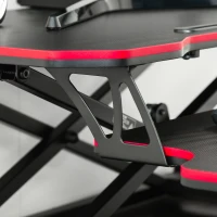 Vinestto Convertisseur bureau assis debout poste de travail réglable en hauteur - support ordinateur avec plateau clavier - acier MDF noir rouge(m-8)
