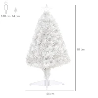 HOMCOM 2.5FT Prelit Artificial Tabletop Christmas Tree with Fibre Optics Holiday Home Xmas Decoration for Table and Desk, White(m-3)
