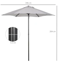 Outsunny Ombrellone 2x2 m da Giardino con Palo Centrale, Ombrellone per Esterno in Alluminio, Grigio Chiaro(m-3)