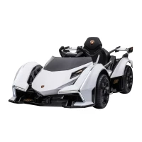 HOMCOM Macchina Elettrica per Bambini Lamborghini con Telecomando, Fari LED e Musica, Età 3+ Anni, Bianco(m-10)
