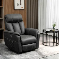 HOMCOM Fauteuil de relaxation électrique inclinable moderne avec repose-pieds et 2 poches latérales - noir(m-2)