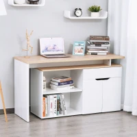 HOMCOM Bureau informatique multimédia modulable multi-rangements double niche + tiroir et placard en bois(m-2)