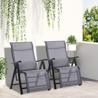 Outsunny Sdraio da Giardino Zero Gravity Set 2 Pz, Regolabile su 9 Livelli, con Cuscini, 65x70x111cm, Grigio(m-2)
