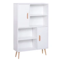 HOMCOM Libreria Scaffale Multifunzionale Salvaspazio con 2 Ante in Legno 80 x 23.5 x 123cm Bianco(m-1)