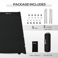 Outsunny Lightweight Camping Bed, Aluminium Portable Camp Cot w/ Strong Support 150kg and Carry Bag for Camping, Black(m-6)