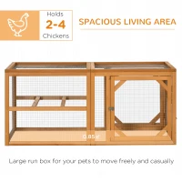 PawHut Wooden Chicken Coop with Perches, Doors, Combinable Design, for 2-4 Chickens - Natural Wood Colour(m-4)