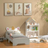 ZONEKIZ Cama Infantil de Madera 143x74x67 cm en Forma de Unicornio Mueble de Dormitorio Moderno Carga 80 kg Blanco(m-9)