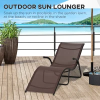 Outsunny Outdoor Folding Sun Lounger, Chaise Lounge Chair, Reclining Garden for Beach, Poolside and Patio, Dark Brown(m-4)