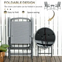 Outsunny Three-Piece Garden Seat Set, with Glass-Top Table - Light Grey(m-4)