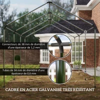 Outsunny Tente garage carport 3 x 6m Auvent de voiture robuste avec 2 portes enroulables, toile 200g PE, vert(m-5)