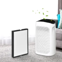 HOMCOM Purificateur d'air + Filtre pour purificateur d'air Ioniseur CADR 210m³/h minuterie filtre à charbon actif filtre HEPA(m-2)
