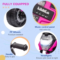 AIYAPLAY Motorcycle Design, 3 in 1 Toddler Trike, Sliding Car, Balance Bike with Headlight, Music, Horn, Pink(m-6)