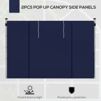 Outsunny Set of Two 195 x 295cm Replacement Gazebo Side Walls - Blue(m-4)