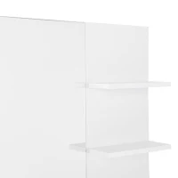 kleankin Mobiletto Pensile Bagno 60 x 10 x 48cm, con Specchio e 3 Ripiani, Armadietto a Parete in MDF Bianco(m-9)