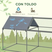 PawHut Parque para Mascotas de Acero con 1 Puerta Superior y 1 Tela Superior de Anti-UV para Exterior 198x100x120 cm Plata(m-4)