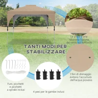 Outsunny Gazebo da Giardino 3x3 m Pieghevole con Altezza Regolabile e Borsa di Trasporto con Ruote, Beige(m-7)