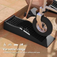 HOMCOM Pair of 2 Low Entrance Plastic Curb Ramps Anti-Slip Surface 3 Ton Capacity Garage Workshop Cars SUVs Small Vans(m-6)