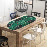 SPORTNOW Tapis de poker dessus de table de poker jusqu'à 6 joueurs sac de transport antidérapant 120 x 60 x 0,2 cm vert et noir(m-7)