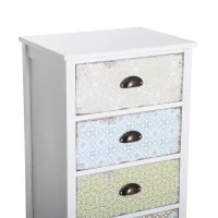 HOMCOM Chiffonnier style néo-rétro graphique 5 tiroirs blanc(m-5)